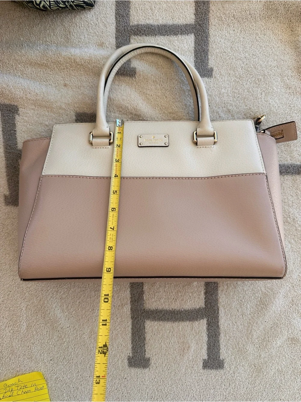 kate spade Cream and Blush Leather Satchel with Gold Hardware